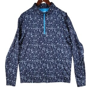 Bogey Bros Golf 1/4 Zip Pullover Men's Size Medium Navy Blue Frosty Jack Snowman